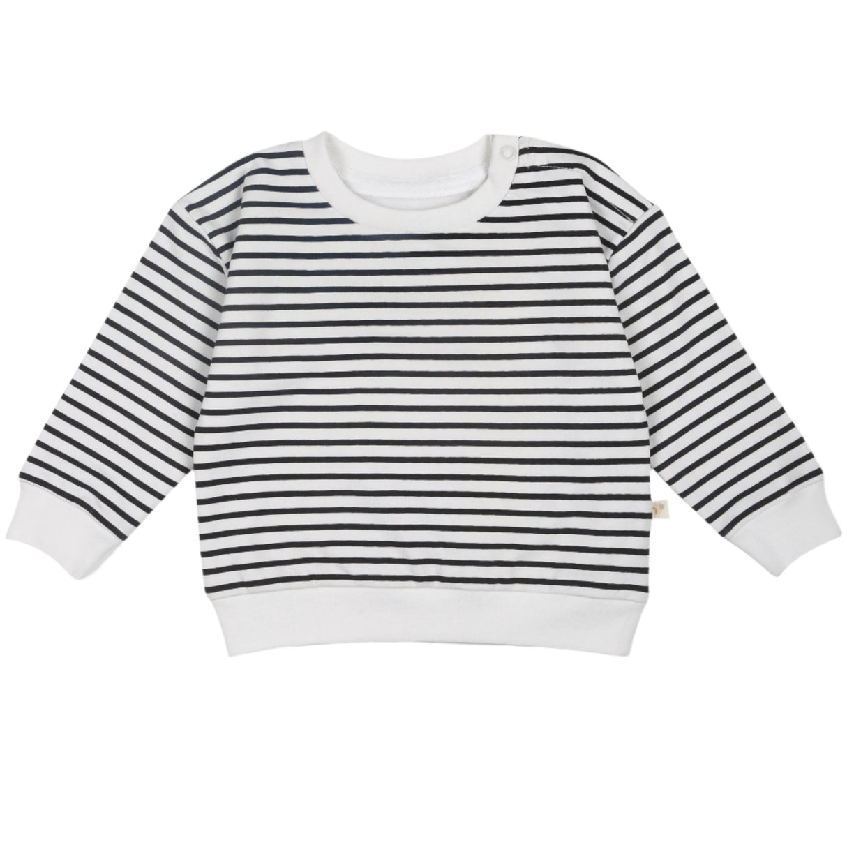 Organic Fleece Sweatshirt - Black Stripes - HoneyBug 