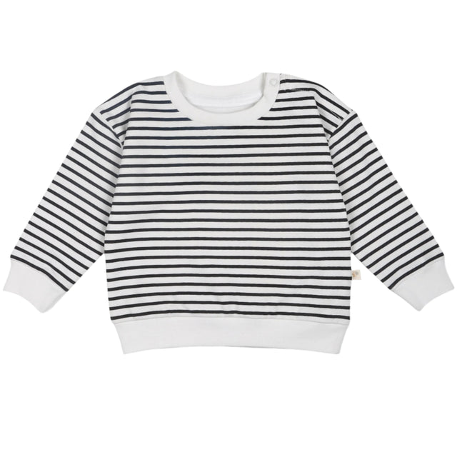 Organic Fleece Sweatshirt - Black Stripes - HoneyBug 