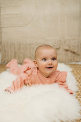 Waffle Ruffle Footie - Dusty Rose - HoneyBug 