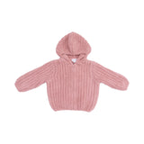 Chenille - Rose Hooded Jacket with Striped Texture