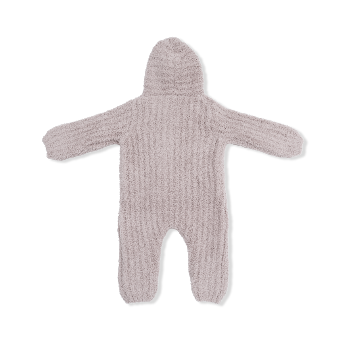 Chenille - Stone Hooded Romper with Striped Texture