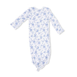 Baby Blue Vines Floral - Knotted Gown and Headband