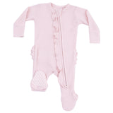 2 Way Ruffle Zipper Footie - Veiled Pink - HoneyBug 