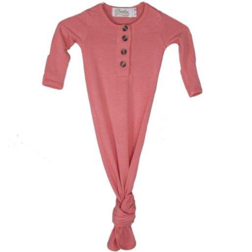 Knotted Baby Gown - Coral - HoneyBug 