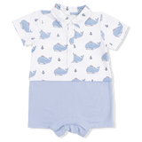 Bubbly Sailor Whales Blue - Short Playsuit