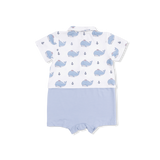 Bubbly Sailor Whales Blue - Short Playsuit