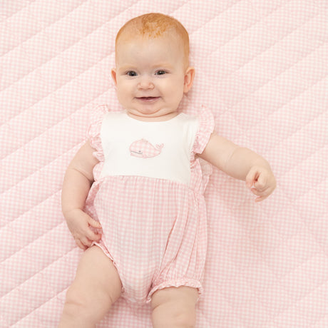 Bubbly Whale with Bow  Pink - Ruffle Playsuit