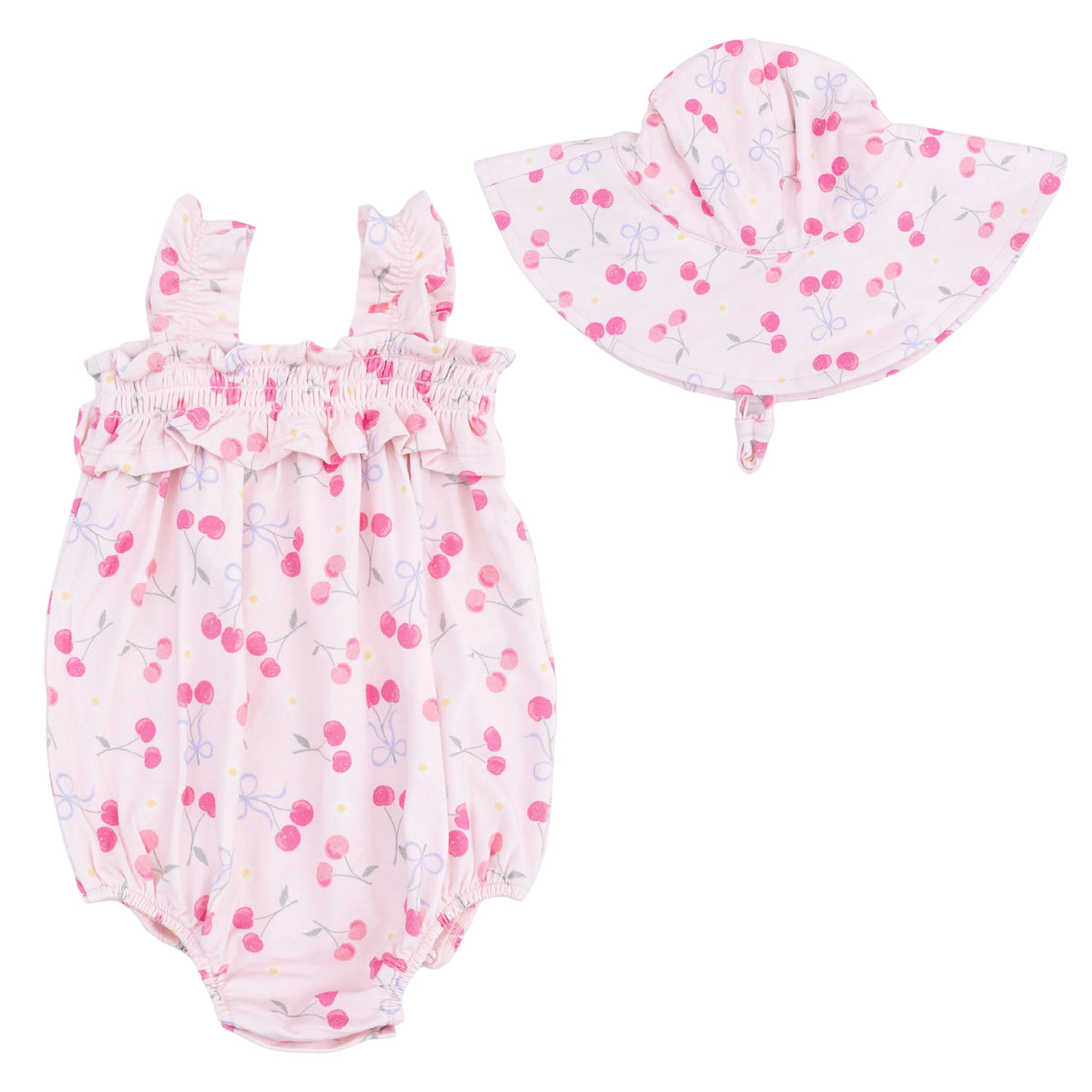 Sweet Bow Cherries - Ruffly Strap Bubble & Sun Hat
