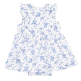 Baby Blue Vines Floral - Ruffle Bodysuit Dress