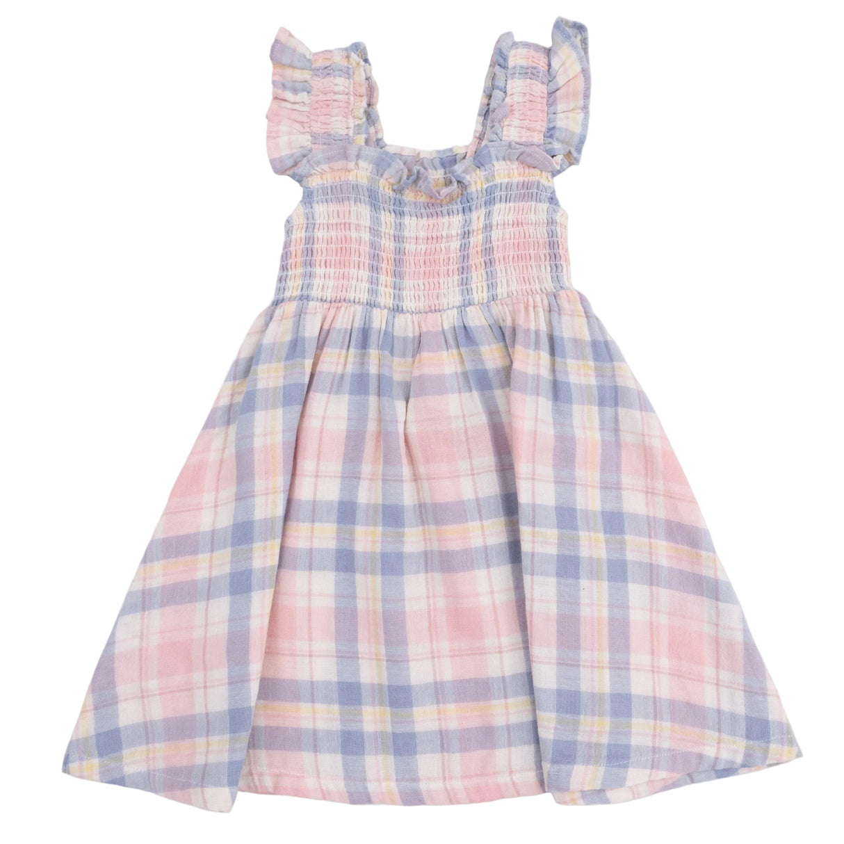 Dusty Plaid - Smocked Sundress with Bloomer