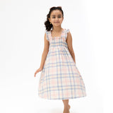 Dusty Plaid - Smocked Sundress with Bloomer