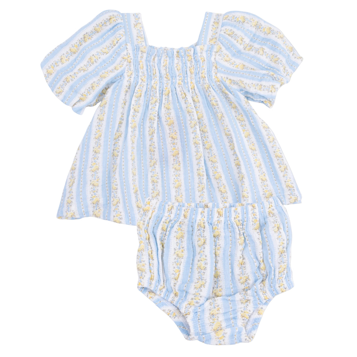 Odalys Floral Stripe - Puff Sleeve Baby Doll Dress and Bloomer