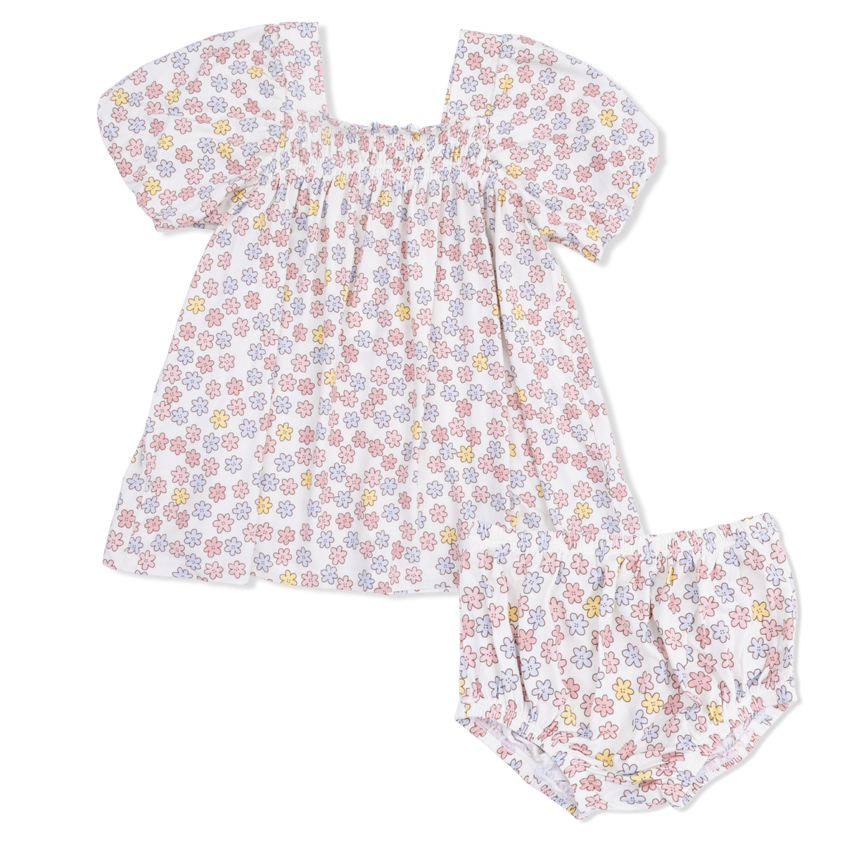 Sarah Floral - Puff Sleeve Baby Doll Dress and Bloomer