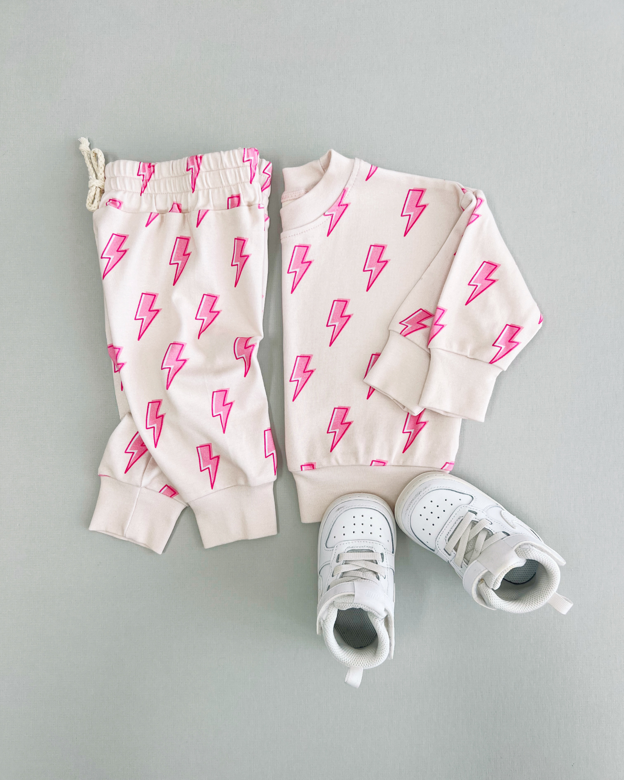 Jogger Set | Pink Bolts - HoneyBug 