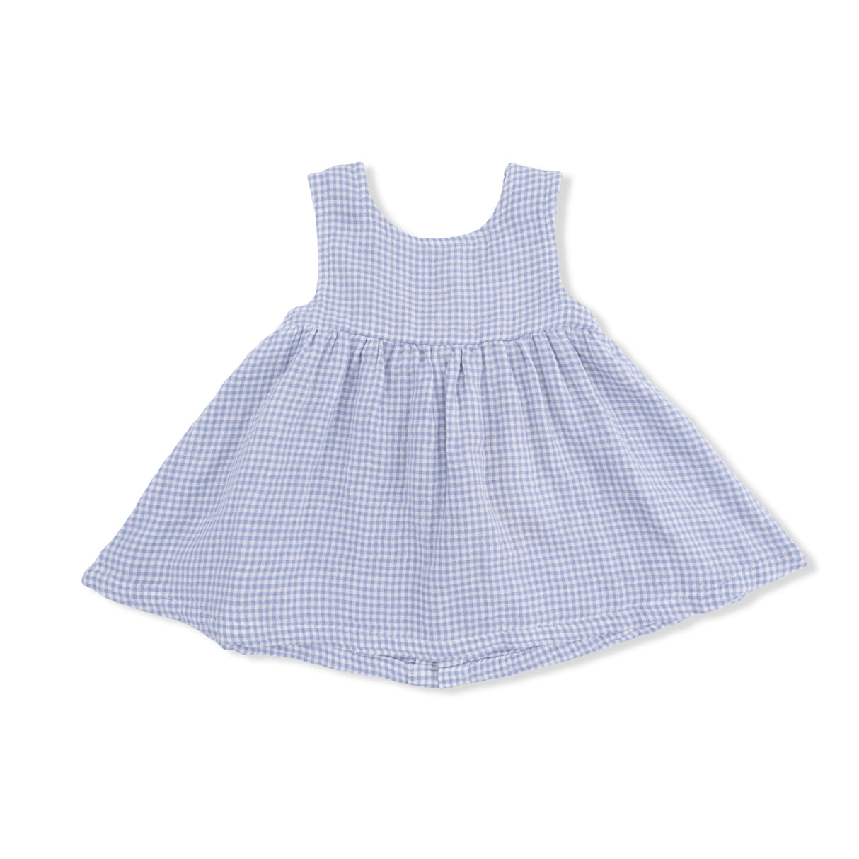 Micro Gingham Blue Blizzard - Infant Dress with Bow and Bloomer