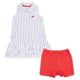 Baseball Stripe - Polo Dress with Cartwheel Short