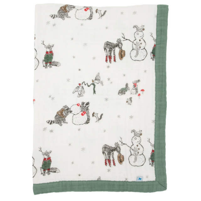 Cotton Muslin Baby Quilt - Snow Day - HoneyBug 
