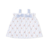 Heirloom Rose Stripe - Top with Bows and Ruffle Leg Bloomer