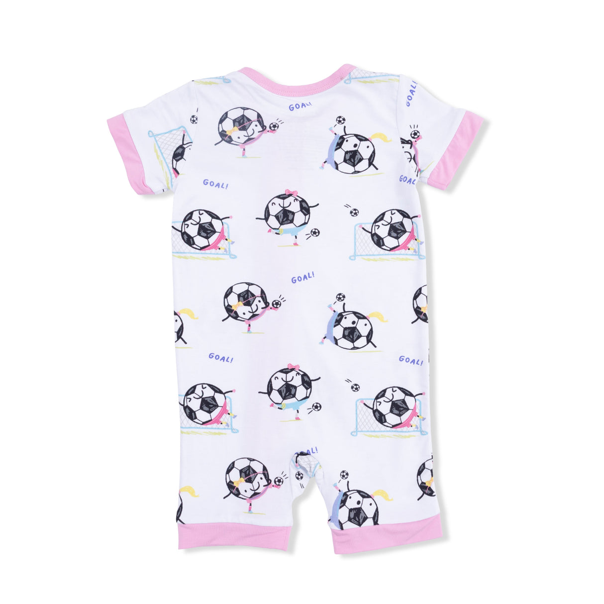 Soccer Balls Playing Soccer Pink - Shortie 2 Way Zipper Romper