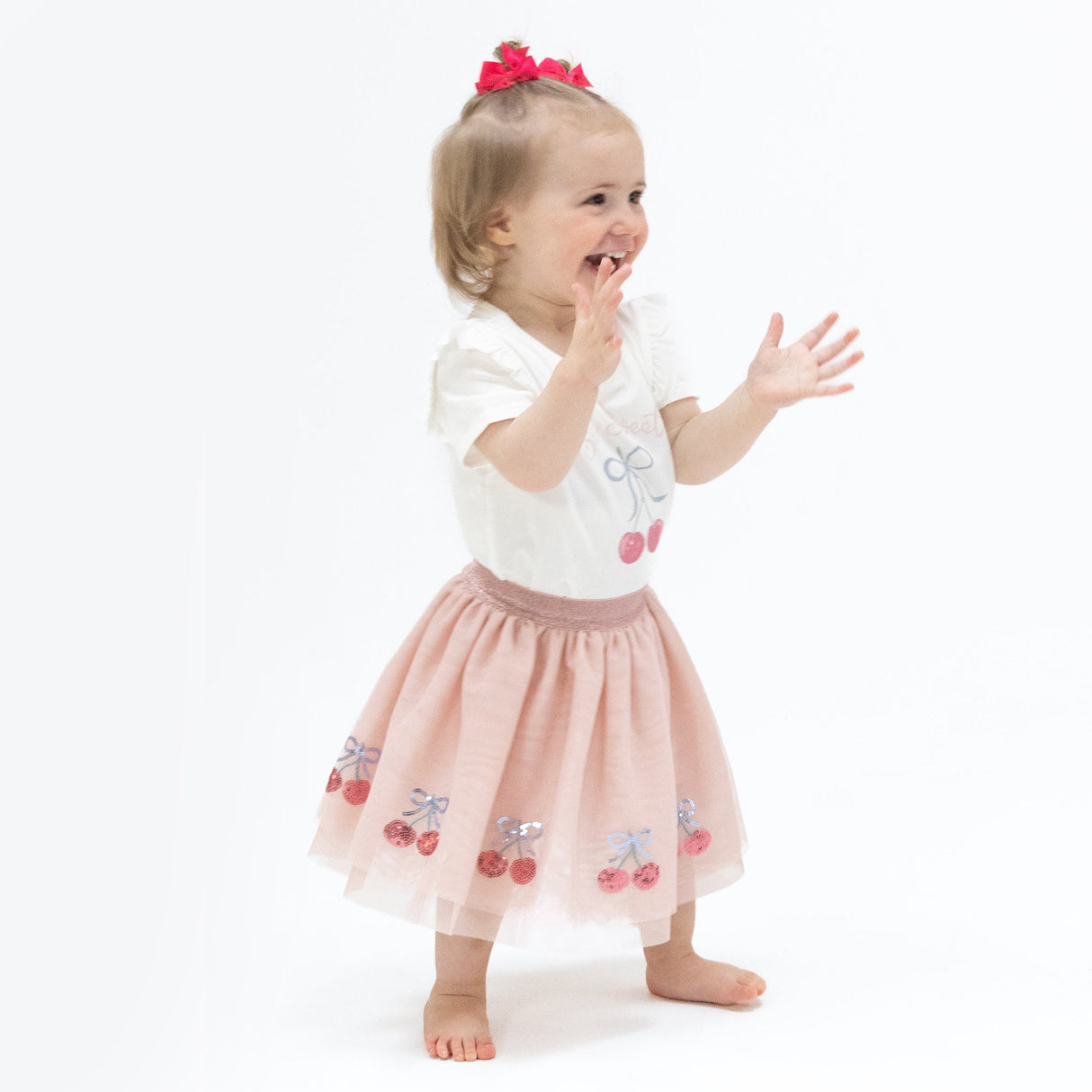 Sweet Bow Cherries - Tutu Skirt with Bike Shorts