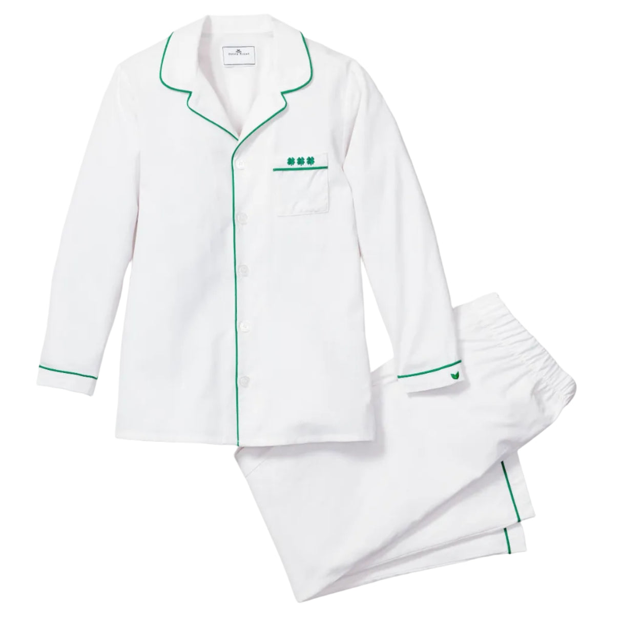 Kid's Twill Pajama Set with Embroidered Shamrocks