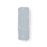 Cotton Muslin Swaddle Blanket - Blue Rainbow - HoneyBug 