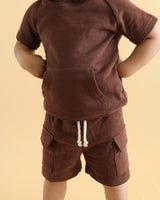 Terry Cargo Shorts Set | Chocolate - HoneyBug 