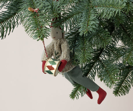 Metal Ornament, Small Drum - Classic Green