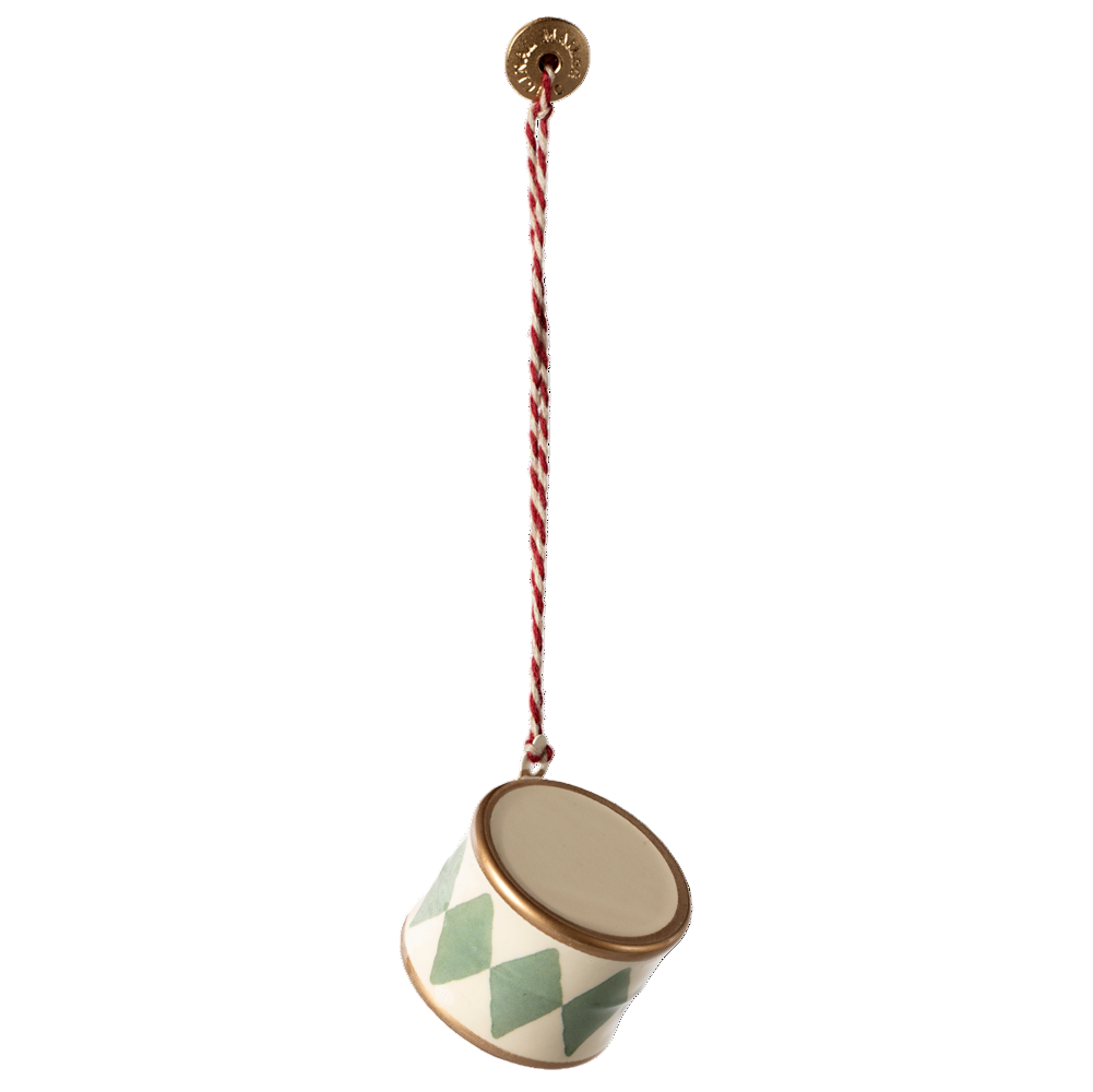 Metal Ornament, Small Drum - Mint - HoneyBug 