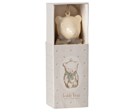 Metal ornament, Teddy bear - Off white/Blue - HoneyBug 