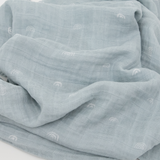 Cotton Muslin Swaddle Blanket - Blue Rainbow - HoneyBug 