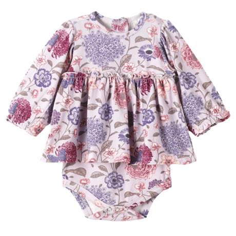 Floral Skirted Baby Girl Bodysuit – Bamboo Vintage Bloom - HoneyBug 