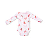 Lap Shoulder Bodysuit - Candy Cane Bows - HoneyBug 