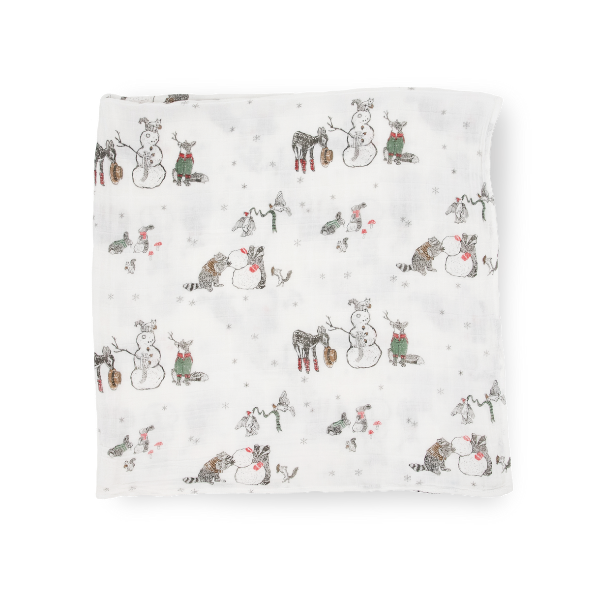 Cotton Muslin Swaddle Blanket - Snow Day - HoneyBug 
