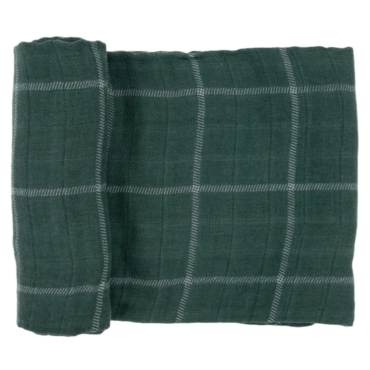 Cotton Muslin Swaddle Blanket - Evergreen Plaid - HoneyBug 
