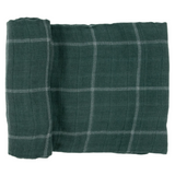 Cotton Muslin Swaddle Blanket - Evergreen Plaid - HoneyBug 