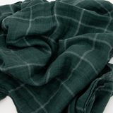 Cotton Muslin Swaddle Blanket - Evergreen Plaid - HoneyBug 