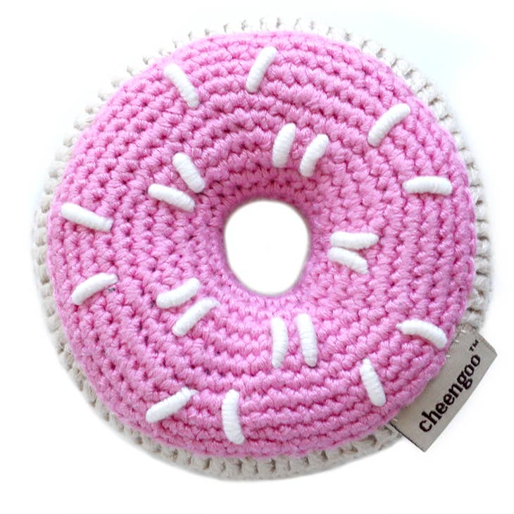 Crocheted Donut Rattle - Pink - HoneyBug 