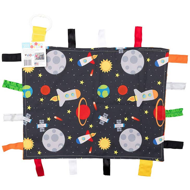 Space Taggy Comfort Blanket Learning Lovey 14" x 18" - HoneyBug 