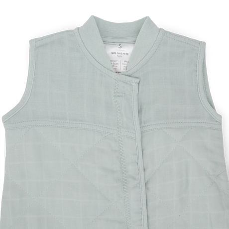 Cotton Muslin Quilted Sleep Bag - Sea Salt - HoneyBug 