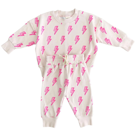 Jogger Set | Pink Bolts - HoneyBug 