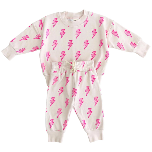 Jogger Set | Pink Bolts - HoneyBug 