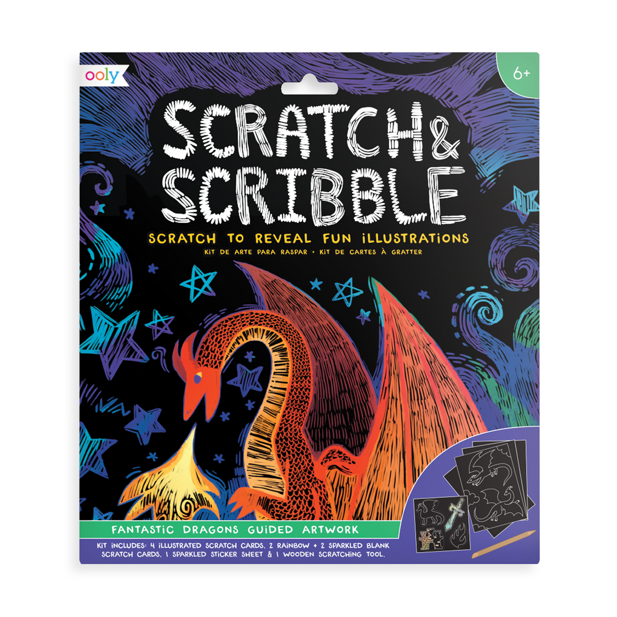 Fantastic Dragon Scratch and Scribble Scratch Art Kit by OOLY - HoneyBug 