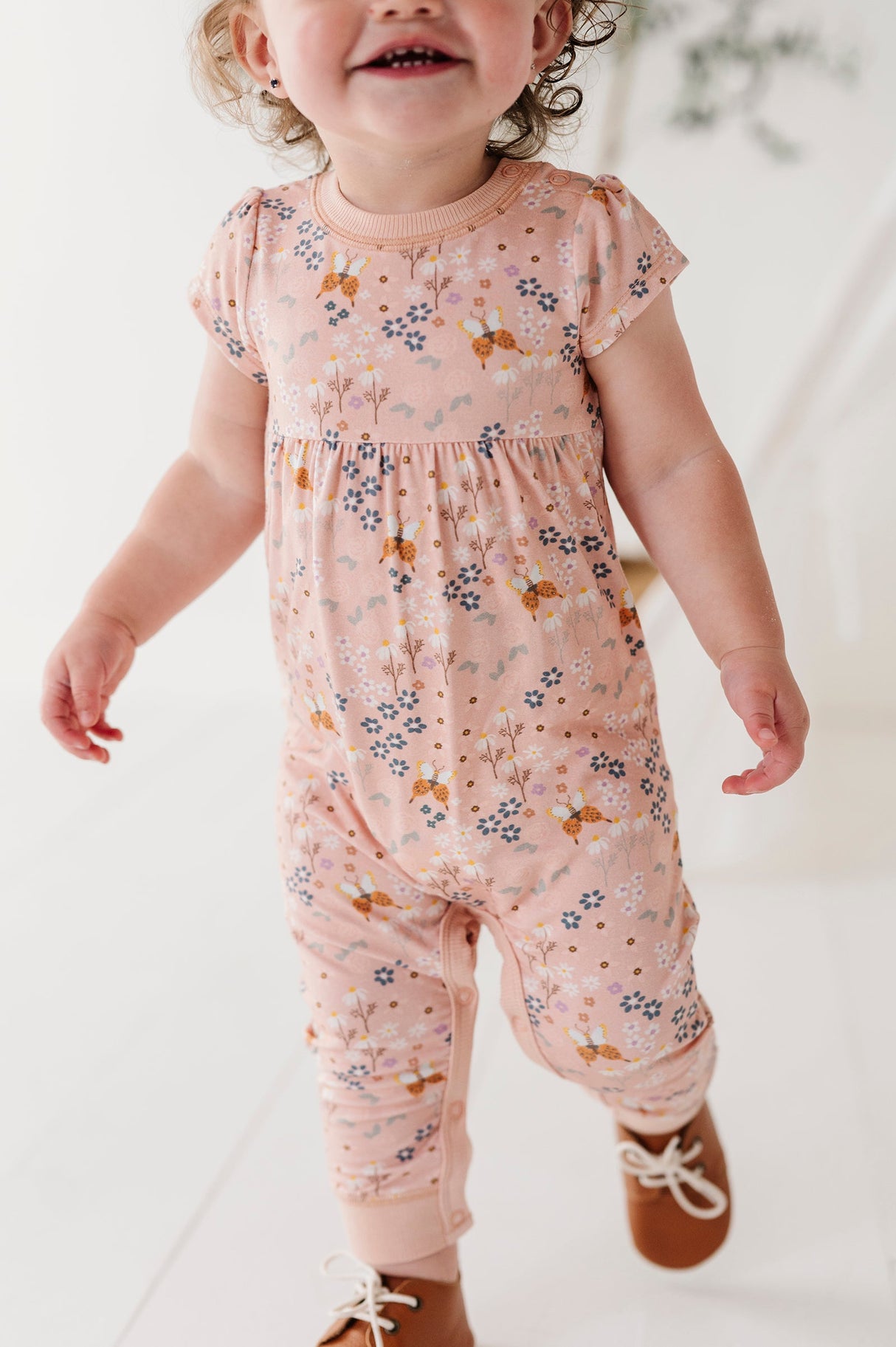 Girl's Short Sleeve Pant Romper - HoneyBug 