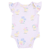 Vintage Spring Ducklings Pink - Ruffle Sleeve Bodysuit