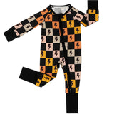 Bamboo Zip Romper | Colorful Checks & Bolts - HoneyBug 