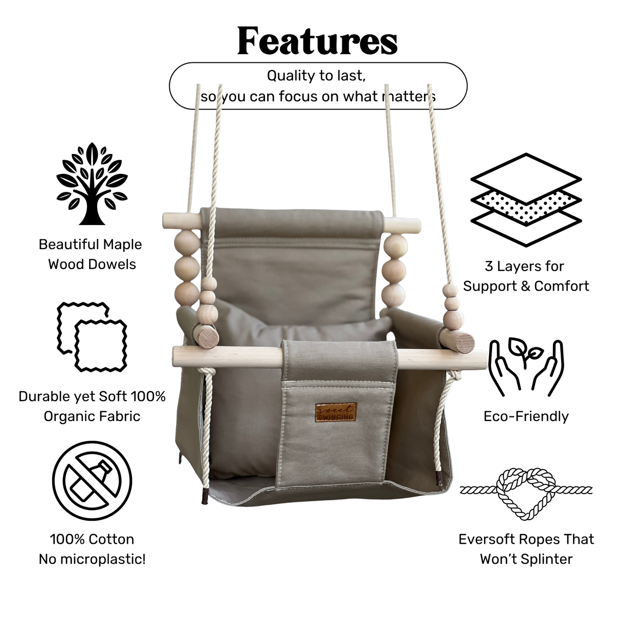 Organic Cotton Indoor High Back Swing Sand