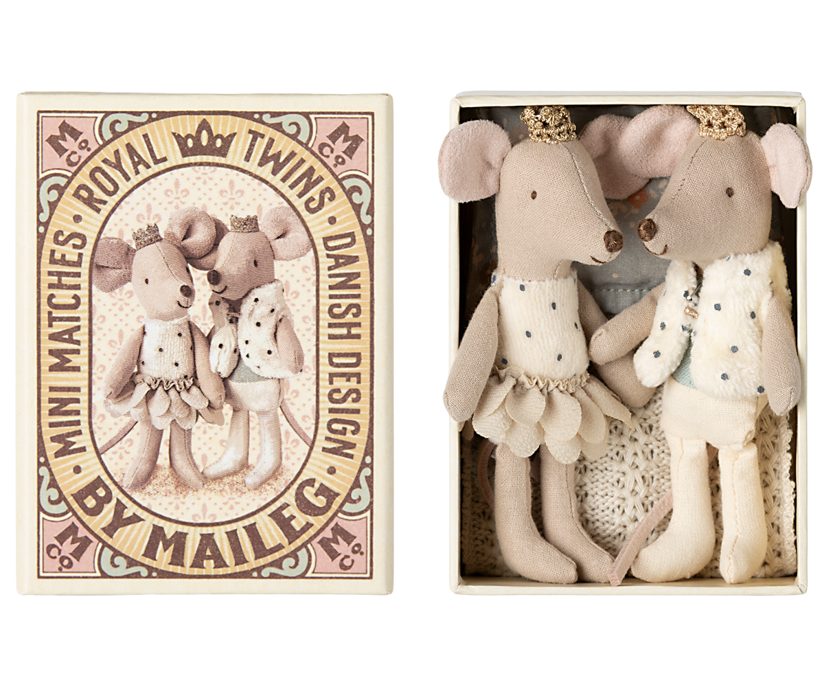 Royal twin mice, Little sister and brother in matchbox - HoneyBug 