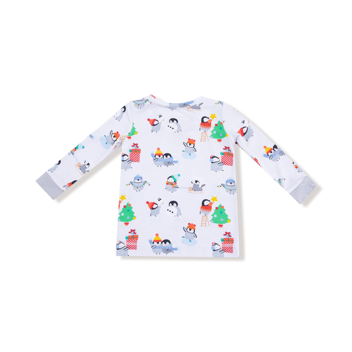 Long Sleeve Loungewear Set - Holiday Penguins - HoneyBug 