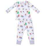 Long Sleeve Loungewear Set - Holiday Penguins - HoneyBug 
